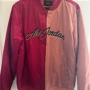 Jordan Men’s Two-Tone Satin Bomber Jacket - Red & Pink